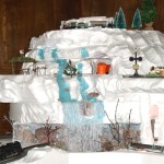 Frozen stream waterfall Christmas village