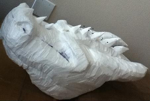 Styrofoam dragon head unpainted