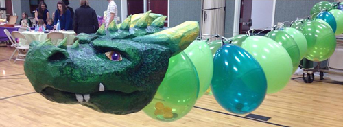 Dragon Pinata with candy filled balloon body.