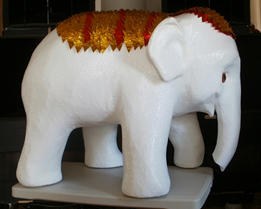 Elephant sculpture with headress