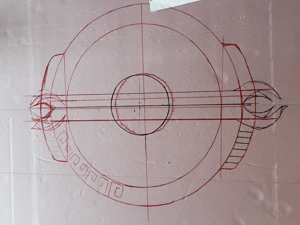 THE INITIAL SHAPE AND STRUCTURE IS DRAWN OUT ON EPS FOAM